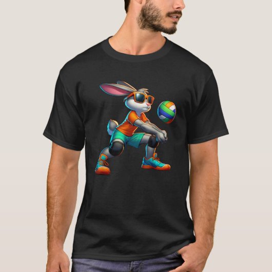 Happy Easter Bunny Volleyball Player Lover Sport R T-Shirt (Vorderseite)