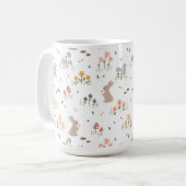 Happy Easter Bunny Wildblumen Niedlich Rabbit Urla Kaffeetasse (Vorderseite Links)