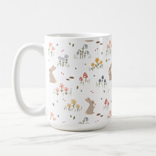 Happy Easter Bunny Wildblumen Niedlich Rabbit Urla Kaffeetasse (Links)