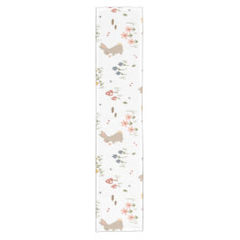 Happy Easter Bunny Wildblumen Niedlich Rabbit Urla Kurzer Tischläufer