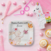 Happy Easter bunny with butterfly Pappteller (Party)