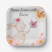 Happy Easter bunny with butterfly Pappteller (Vorderseite)