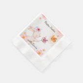 Happy Easter- bunny with butterfly  Serviette (Ecke)