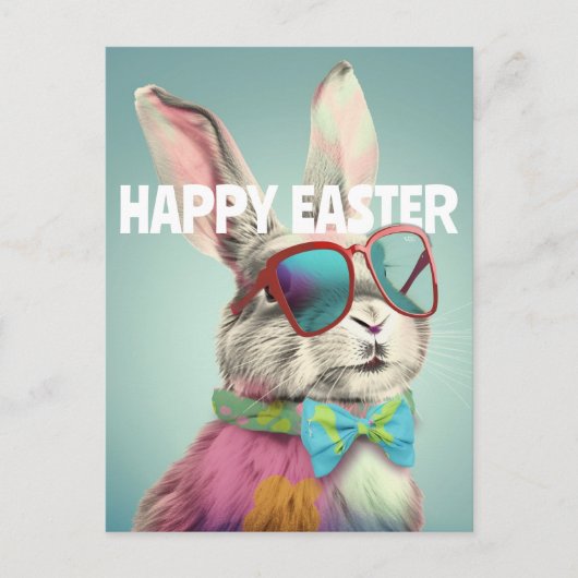 Happy Easter Bunny with Sunglasses Funny Postkarte (Vorderseite)