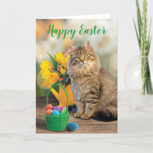Happy Easter Cat Card Osterkorb Dankeskarte