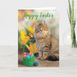 Happy Easter Cat Card Osterkorb Dankeskarte