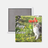 Happy Easter Cat Magnet (Vorderseite/Rückseite)