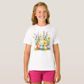 Happy Easter Chick Eggs Blume T - Shirt (Vorne ganz)