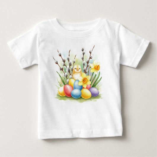 Happy Easter Chick Eggs Blume T - Shirt (Vorderseite)