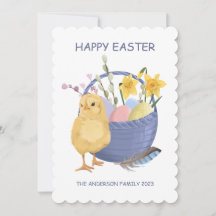 Happy Easter Chick Flat Holiday Card