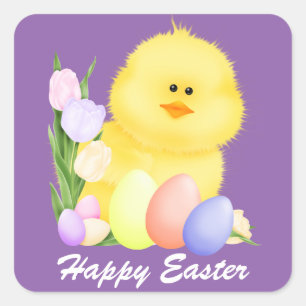 Happy Easter chick Holiday Aufkleber
