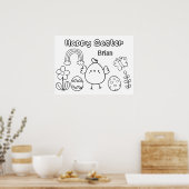 Happy Easter Chick Kids Personalisiert Coloring Poster (Küche)