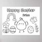Happy Easter Chick Kids Personalisiert Coloring Poster (Vorne)