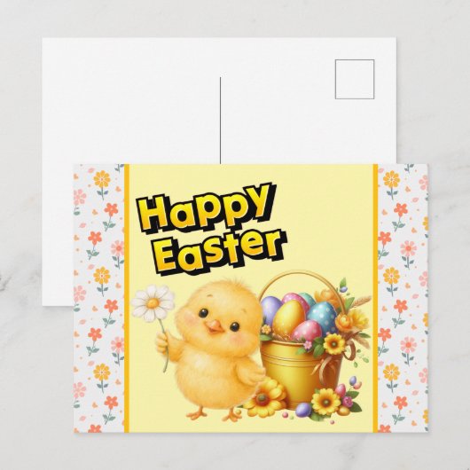 Happy Easter Chick  Postkarte (Vorne/Hinten)