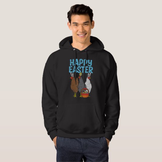 Happy Easter Chicken Bunnies Egg Poultry Farm Anim Hoodie (Vorne ganz)