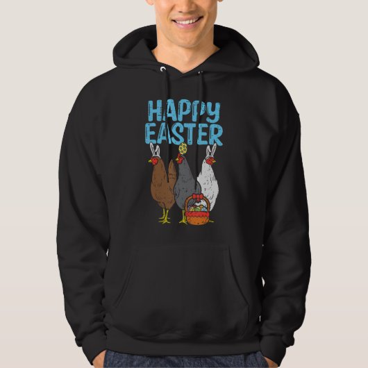 Happy Easter Chicken Bunnies Egg Poultry Farm Anim Hoodie (Vorderseite)