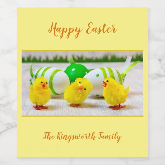 Happy Easter Chicks personalisiert Weinetikett (Einzelnes Label)