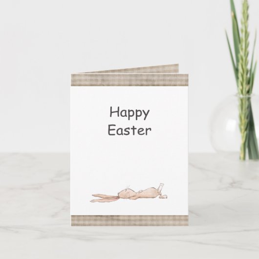Happy Easter Chill Bunny Rabbit Gingham Osterzeit Karte (Vorderseite)
