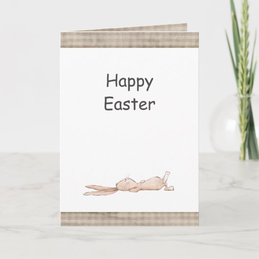 Happy Easter Chill Bunny Rabbit Gingham Osterzeit Karte (Vorderseite)