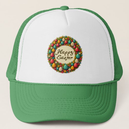 Happy Easter – Classic Wreath Design boné Truckerkappe (Vorderseite)