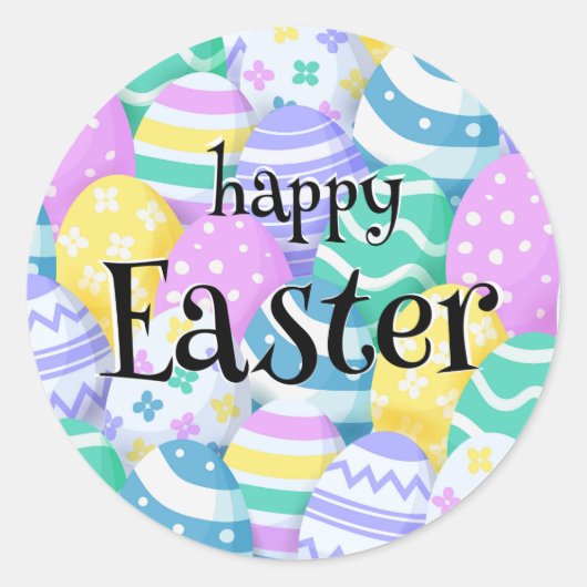 Happy Easter Colorful Eggs Background Runder Aufkleber (Vorderseite)