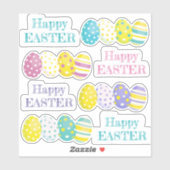 Happy Easter Colorful Eggs Custom-Cut Vinyl  Aufkleber (Blatt)