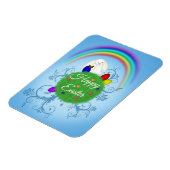 Happy Easter Colorful Planet & Rainbow Cute Bunny Magnet (Linke Seite)