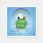 Happy Easter Colorful Planet & Rainbow Cute Bunny Serviette (Vorderseite)