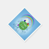 Happy Easter Colorful Planet & Rainbow Cute Bunny Serviette (Ecke)