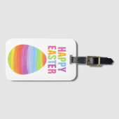 Happy Easter Colorful Striped Easter Egg Gepäckanhänger (Vorderseite (Horizontal))
