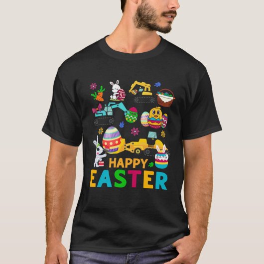 Happy Easter Construction Crane Truck Boys Toddler T-Shirt (Vorderseite)