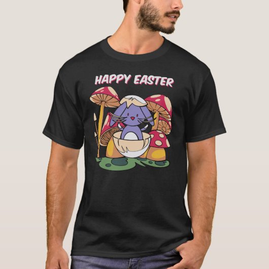 Happy Easter Cute Bunny in Egg Kawaii Mushroom S T-Shirt (Vorderseite)