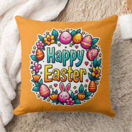 Happy Easter – Cute Bunny Lettering almofada Kissen