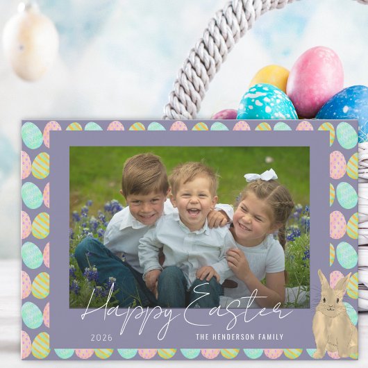 Happy Easter Cute Bunny Photo Feiertagskarte