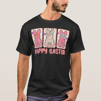 Happy Easter Cute Bunny Preppy Coquette Bow Girl T-Shirt