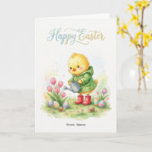 Happy Easter Cute Chick Spring Karte (Gelbe Blume)