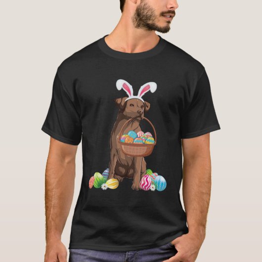 Happy Easter Cute Chocolate Labrador Bunny Dog Ea T-Shirt (Vorderseite)