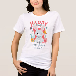 Happy Easter Cute Pastel Teacher Bunny  Tri-Blend Shirt