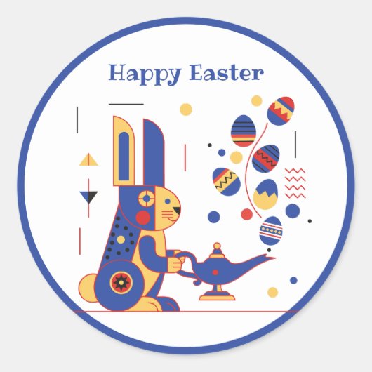 Happy Easter Cute Personalized Runder Aufkleber (Vorderseite)