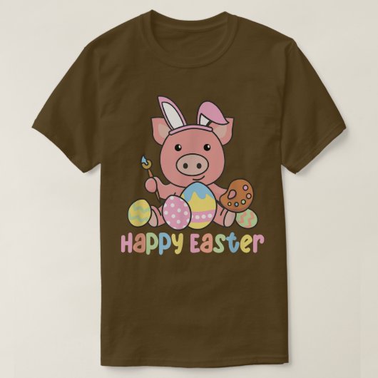Happy Easter Cute Pig For Easter With Easter Eggs T-Shirt (Design vorne)