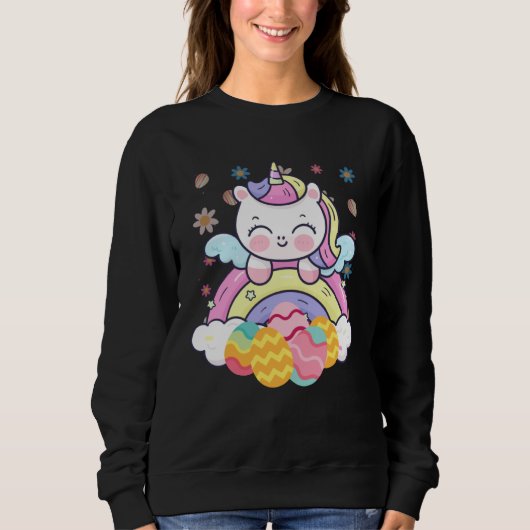 Happy Easter Cute Unicorn Wearing Bunny Ears Easte Sweatshirt (Vorderseite)
