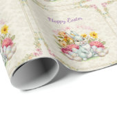 Happy Easter Cute Water Color bunny Geschenkpapier (Rolleneckpunkt)