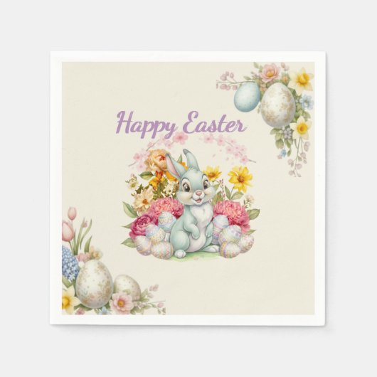 Happy Easter Cute Water Color bunny  Serviette (Vorderseite)