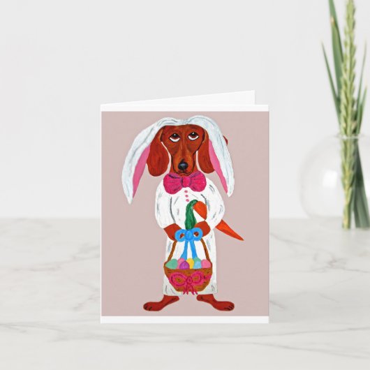 Happy Easter Dachshund Easter Bunny card (Vorderseite)