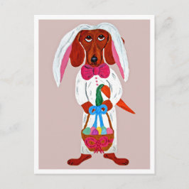 Happy Easter Dachshund Easter Bunny card Einladungspostkarte