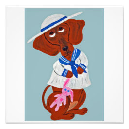 Happy Easter Dachshund Folded Greeting Card Fotodruck