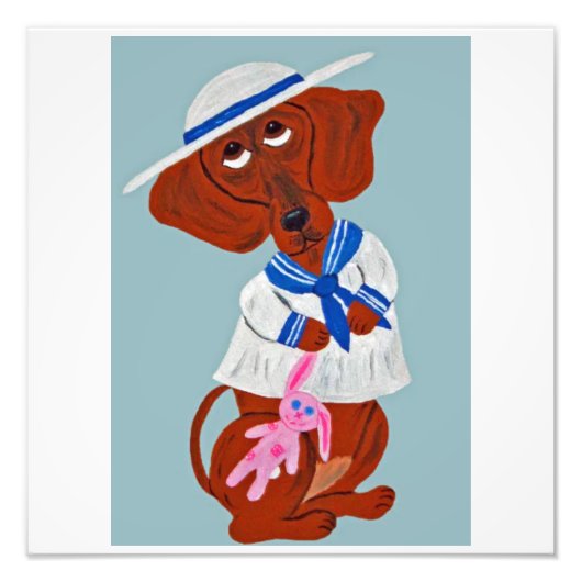 Happy Easter Dachshund Folded Greeting Card Fotodruck (Vorne)