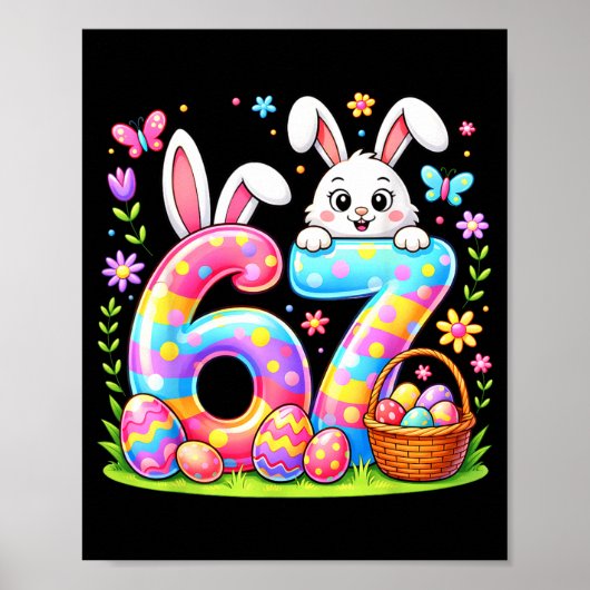 Happy easter day 67 bunny colorful eggs basket poster (Vorne)
