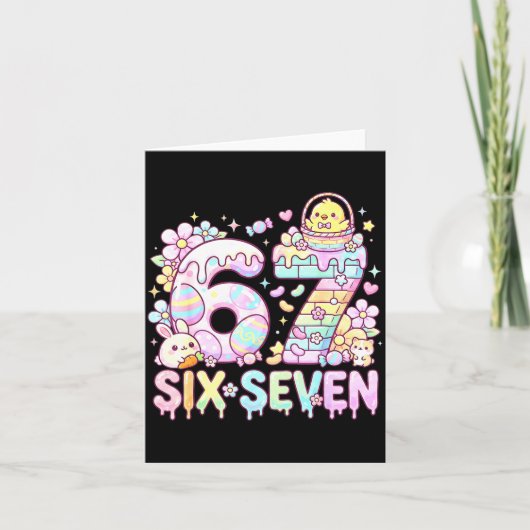 Happy Easter Day 67 Bunny Six Seven Easter Eggs 6 Karte (Vorderseite)