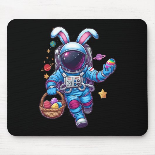 Happy Easter Day Bunny Egg Astronaut Space Boys Gi Mousepad (Vorne)